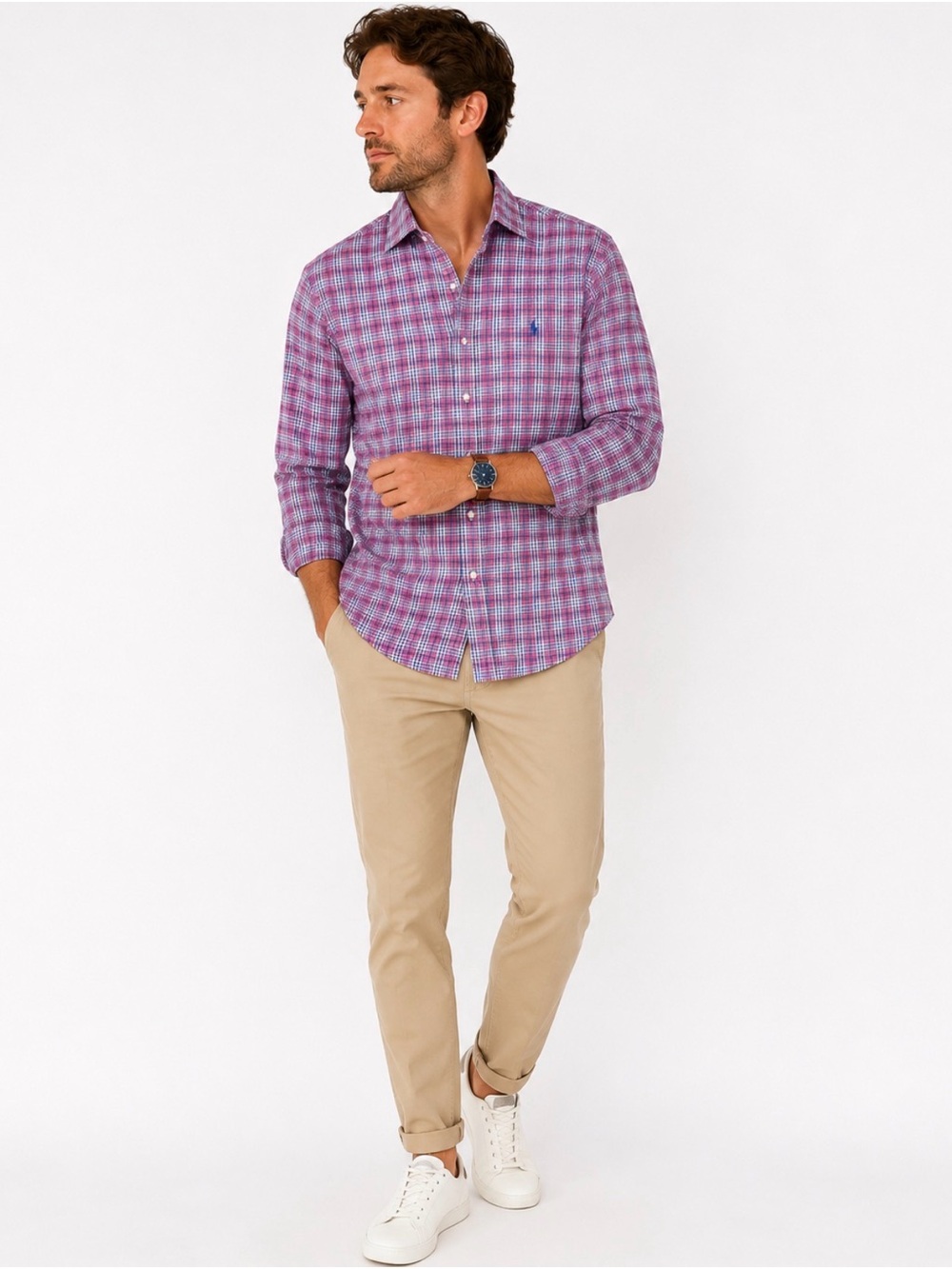 Polo by Ralph Lauren Pink and Blue Plaid Button-Down Shirt